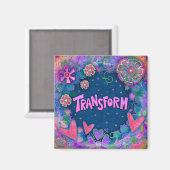 Hübsch rosa Transform Fun Floral Inspirivity Magnet (Vorderseite/Rückseite)