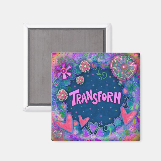 Hübsch rosa Transform Fun Floral Inspirivity Magnet (Vorderseite/Rückseite)