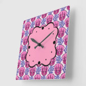 Hübsch rosa Triceratops Dinosaurier Muster Quadratische Wanduhr (Winkel)