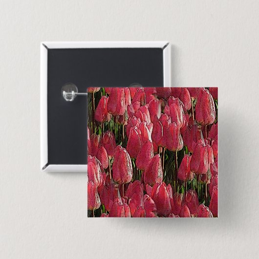 Hübsch-rosa Tulips Button (Vorne & Hinten)