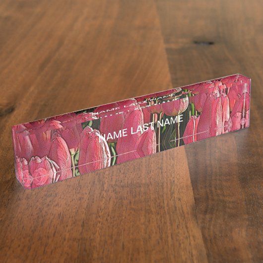 Hübsch-rosa Tulips Namensplakette (Seite)