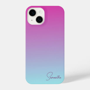 Hübsch rosa und blaue Baumwolle Candy Ombre iPhone 14 Hülle