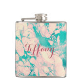 Hübsch rosa und blaue Marmor Flachmann (Vorderseite)