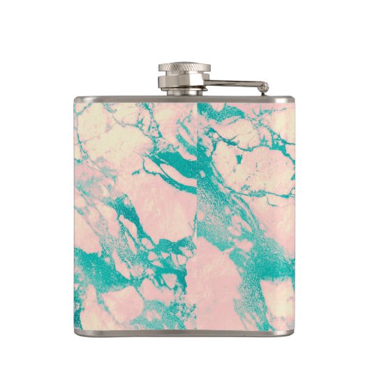 Hübsch rosa und blaue Marmor Flachmann (Rückseite)