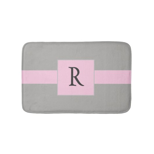 Hübsch-rosa und graue Monogramm Badematte (Vorderseite)
