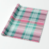 Hübsch rosa und grün Kariert Geschenkpapier (Ungerollt)