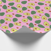 Hübsch rosa und grün-trendy Avocado Fruchtmuster Geschenkpapier (Ecke)