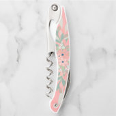 Hübsch rosa und grüne Blumen Kellnermesser (Vorderseite)