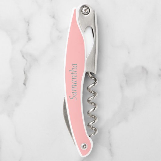 Hübsch rosa und grüne Blumen Kellnermesser (Rückseite)