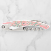 Hübsch rosa und grüne Blumen Kellnermesser (Vorderseite)