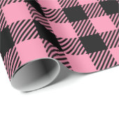Hübsch rosa und schwarz Buffalo Kariert Geschenkpapier (Rolleneckpunkt)