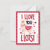Hübsch-rosa-Valentinstag Lama-Klassenzimmer Mitteilungskarte (Vorderseite)