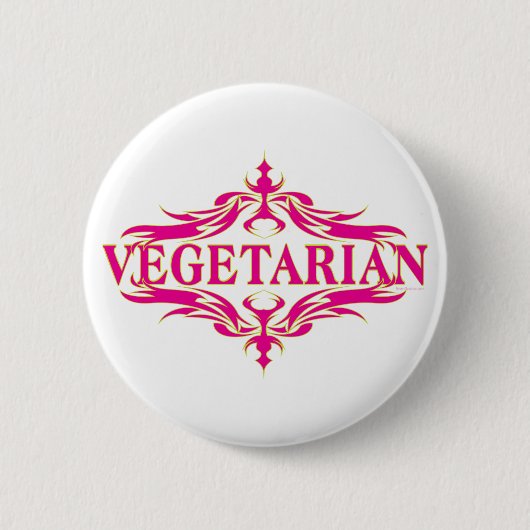 Hübsch rosa Vegetarisches Design Button (Vorderseite)