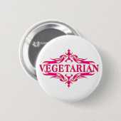 Hübsch rosa Vegetarisches Design Button (Vorne & Hinten)