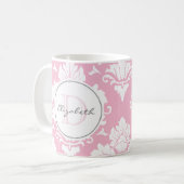 Hübsch rosa Vintage Damaske Mit Monogramm Tasse (Vorderseite Links)