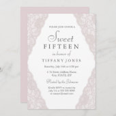 Hübsch rosa Vintage Spitze Sweet 15 Einladung (Vorne/Hinten)