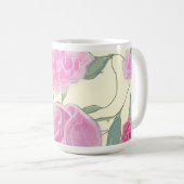 Hübsch rosa Vintages Blumenmuster auf Beige Kaffeetasse (VorderseiteRechts)