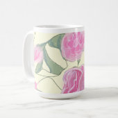 Hübsch rosa Vintages Blumenmuster auf Beige Kaffeetasse (Vorderseite Links)