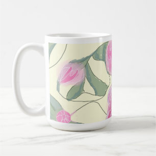 Hübsch rosa Vintages Blumenmuster auf Beige Kaffeetasse