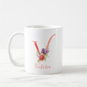 Hübsch rosa Wasserfarbbuchstabe "V" Kaffeetasse (Links)