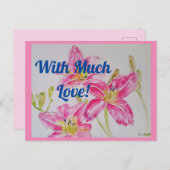 Hübsch rosa Wasserfarbe mit Liebe Postkarte (Vorne/Hinten)