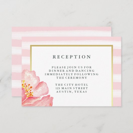 Hübsch rosa Wasserfarben - Empfang Begleitkarte (Vorne/Hinten)