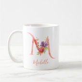 Hübsch rosa Wasserfarbenbuchstabe "M" Kaffeetasse (Links)