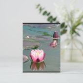 Hübsch rosa Wasserlilie Postkarte (Stehend Vorderseite)