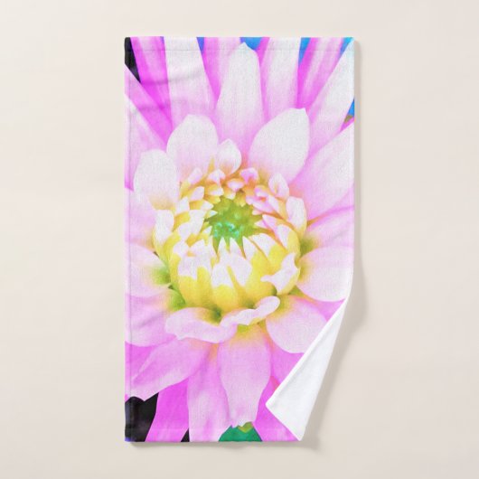 Hübsch rosa, weiß und gelb Kaktus Dahlia Macro Badhandtuch Set (Handtuch)