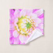 Hübsch rosa, weiß und gelb Kaktus Dahlia Macro Badhandtuch Set (Waschlappen)