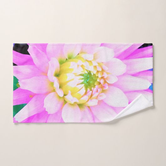 Hübsch rosa, weiß und gelb Kaktus Dahlia Macro Badhandtuch Set (Handtuch)
