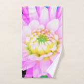Hübsch rosa, weiß und gelb Kaktus Dahlia Macro Badhandtuch Set (Handtuch)
