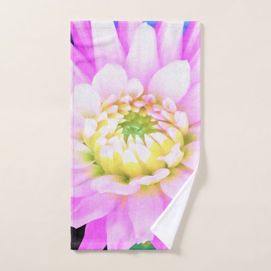 Hübsch rosa, weiß und gelb Kaktus Dahlia Macro Badhandtuch Set (Handtuch)