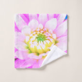 Hübsch rosa, weiß und gelb Kaktus Dahlia Macro Badhandtuch Set (Waschlappen)