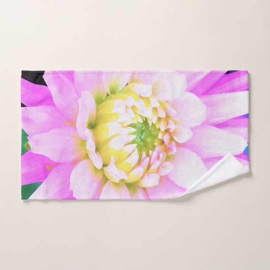Hübsch rosa, weiß und gelb Kaktus Dahlia Macro Badhandtuch Set (Handtuch)