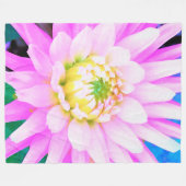 Hübsch rosa, weiß und gelb Kaktus Dahlia Macro Fleecedecke (Vorderseite (Horizontal))