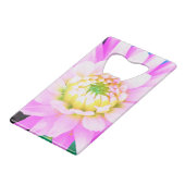 Hübsch rosa, weiß und gelb Kaktus Dahlia Macro Geldbeutel Flaschenöffner (Rückseite Schrägansicht)