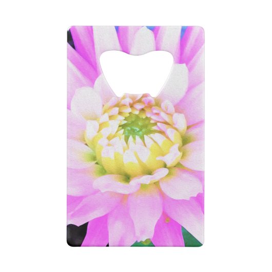 Hübsch rosa, weiß und gelb Kaktus Dahlia Macro Geldbeutel Flaschenöffner (Rückseite)