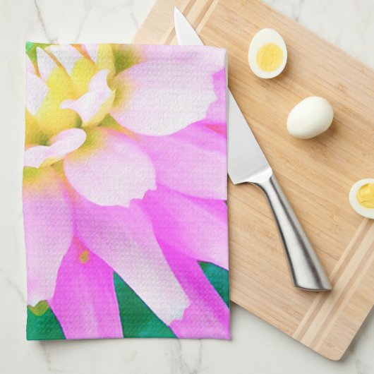 Hübsch rosa, weiß und gelb Kaktus Dahlia Macro Geschirrtuch (Viertel Falte)