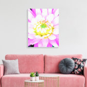 Hübsch rosa, weiß und gelb Kaktus Dahlia Macro Leinwanddruck (Insitu (Wohnzimmer))