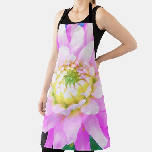 Hübsch rosa, weiß und gelb Kaktus Dahlia Macro Schürze (InSitu)