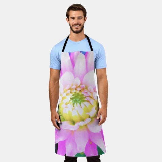 Hübsch rosa, weiß und gelb Kaktus Dahlia Macro Schürze (Getragen)