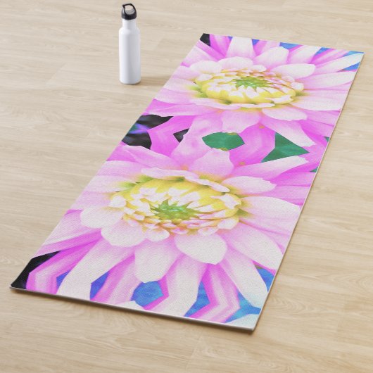 Hübsch rosa, weiß und gelb Kaktus Dahlia Macro Yogamatte (Beispiel)
