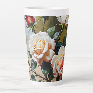 Hübsch rosa weiß und rote Rosen Ölmalerei Milchtasse