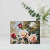 Hübsch rosa weiß und rote Rosen Ölmalerei Postkarte (Stehend Vorderseite)