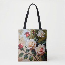 Hübsch rosa weiß und rote Rosen Ölmalerei Tasche
