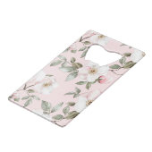 Hübsch rosa weiße Blume Geldbeutel Flaschenöffner (Vorderseite Schrägansicht)