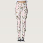Hübsch rosa weiße Blume Leggings (Vorderseite)