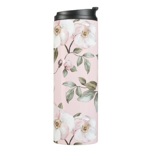 Hübsch rosa weiße Blume Thermosbecher (Nach links gedreht)