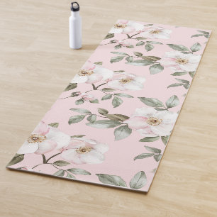 Hübsch rosa weiße Blume Yogamatte